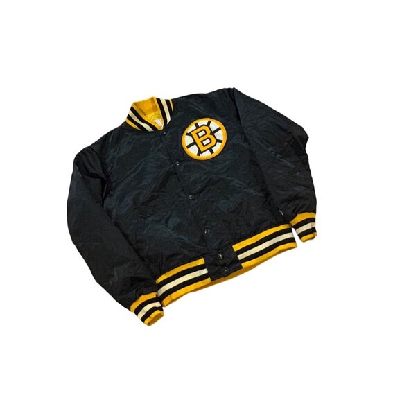 Vintage 1980's Starter Boston Bruins NHL Hockey Satin Jacket Black Men's Medium - Picture 3 of 7